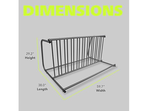 10-Bike Floor Rack 59" Wide Steel