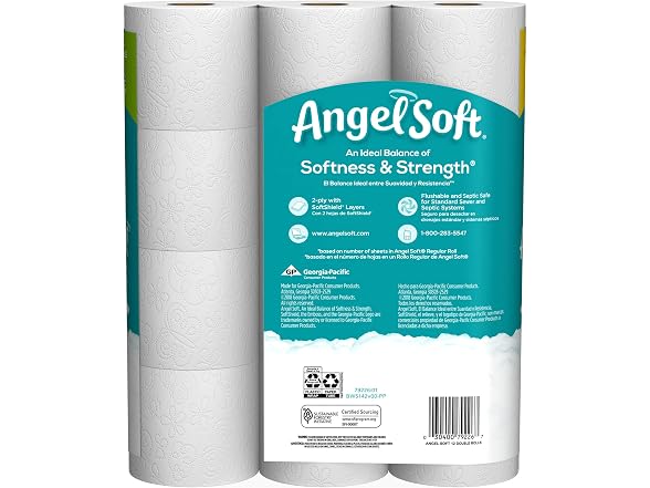 Angel Soft, Toilet Paper, Double Rolls, 12 Ct
