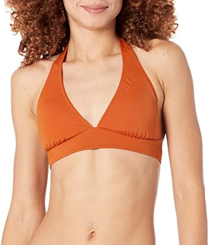 Amazon Essentials Women's Light-Support Tie Halter Bikini Swimsuit Top (Available in Plus Size), Terracotta, X-Large