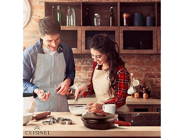 cuisinel C12612-CL Cast Iron Skillet with Lid - 12-inch