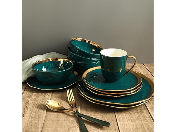 Stone Lain Florian 16 Piece Dinnerware Set Green