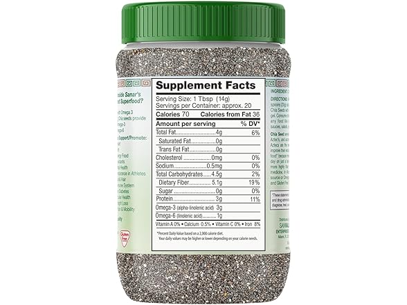 Sanar Naturals Chia Seeds | High Fiber, Omega 3