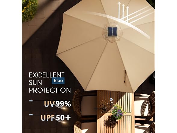 BLUU 9 Ft Patio Umbrella with Solar LED
