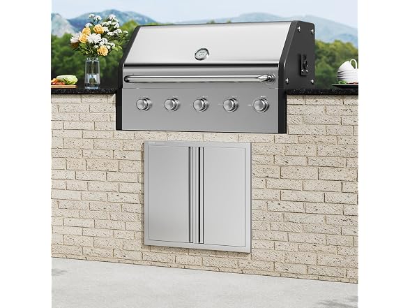 Double Stainless Outdoor Kitchen Door, 26W x 24H Inch