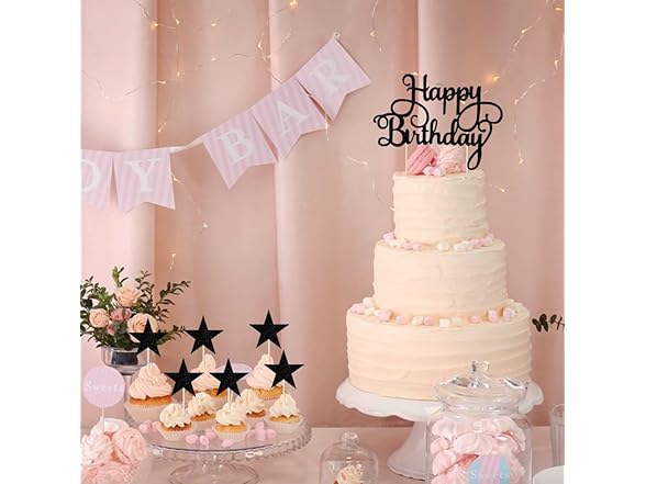  7 ct Backflash Happy Birthday Topper