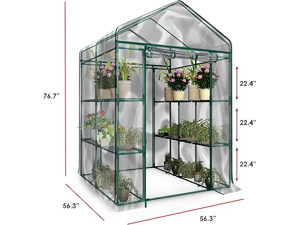Home-Complete Walk in Greenhouse with 8 Sturdy Shelves