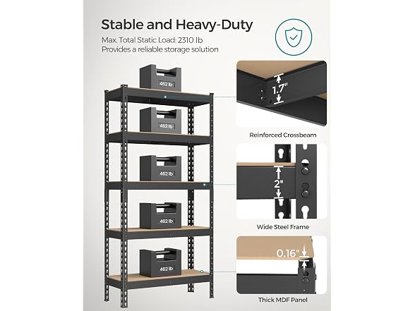 SONGMICS UGLR300B01 SONGMICS 5-Tier Storage Shelve