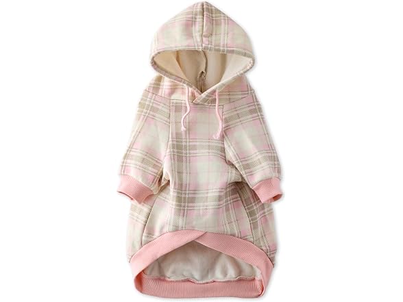 Pet Passion Rocky II Dog Hoodie, Pink Chesterfield Plaid XXXS