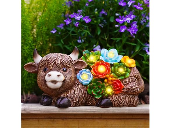 Highland Cow Solar LED Garden Statue 2pk