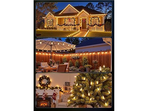 Brightown Minetom C9 Clear Christmas String Lights, 25FT