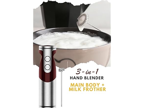 MegaWise 3-in-1 Hand Blender Set with Variable Speed Control