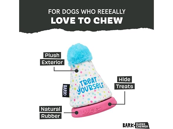 Barkbox Treat Yourself Party Hat Dog Toy | Rip & Reveal