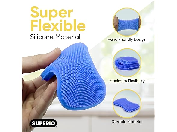 Silicone Dish Sponges Blue 3pk