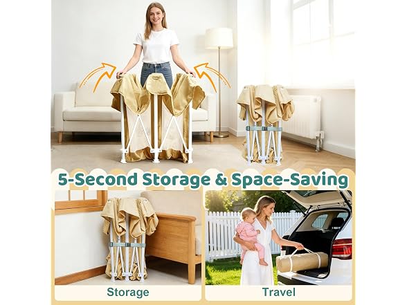 JUNLLY Foldable Baby Playpen 50x50 inch