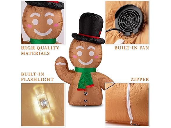 Zone Tech CR0003 Gingerbread Blow-Up Décor for Cars Brown