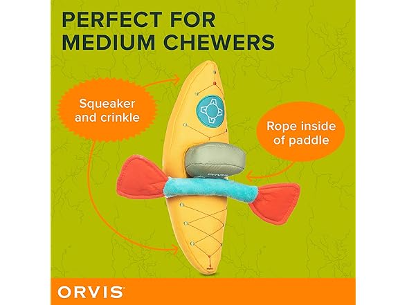 Orvis Dog Ruff Waters Kayak + Chew Paddle 2-in-1 Dog Toy