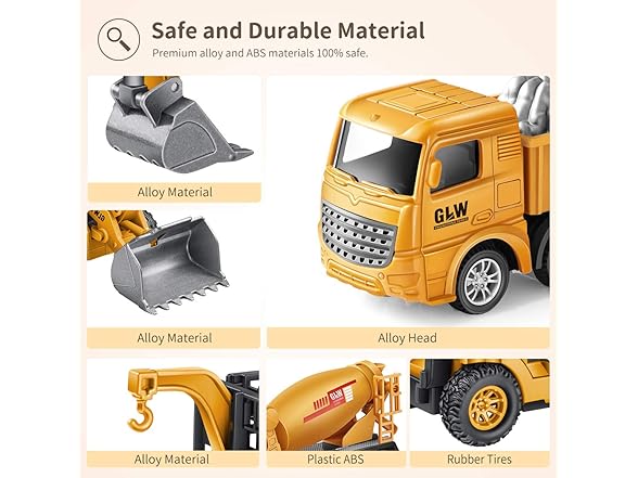 Geyiie Die-Cast Construction Trucks