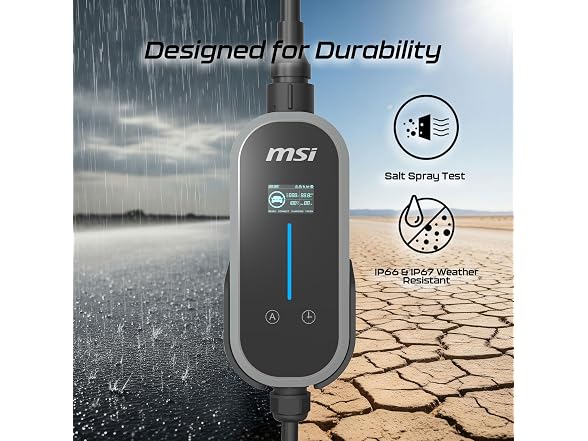 MSI EZgo Type1 (J1772), 40A/9.6Kw, Level 1/2 Portable Charger
