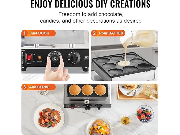 VEVOR Dutch Pancake Maker, 9PCS 76mm