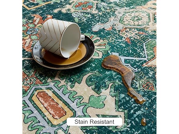 8x10 ft Green Washable Area Rug