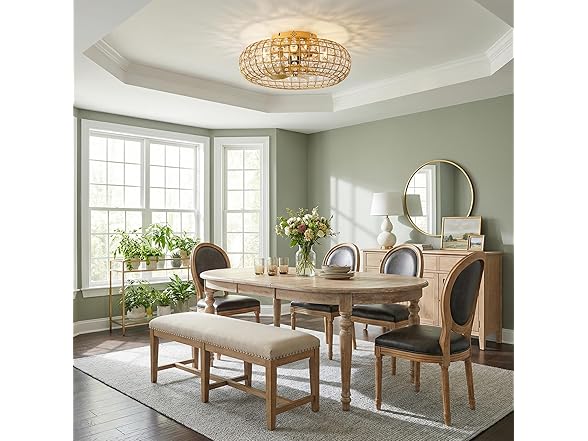 Parrot Uncle 19.7 Inch Gold Crystal Fandelier Ceiling Fan