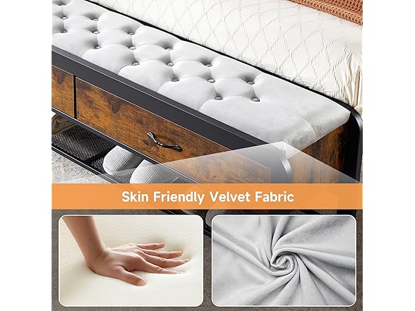 Amyove Queen Bed Frame w/Ottoman