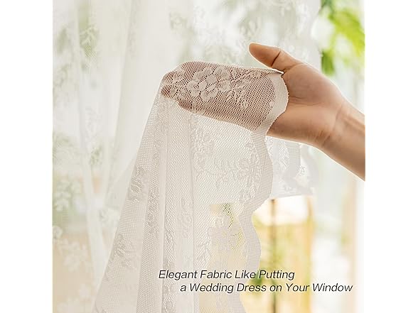 LANTIME White Lace Sheer Curtains