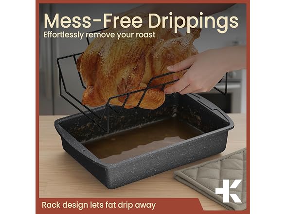 BAKKEN Nonstick Turkey Roasting Pan with Rack