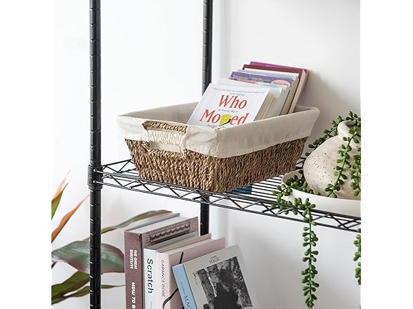 Sukkiri Homu Wicker Storage Basket with Handles, 2-Pack Natural 