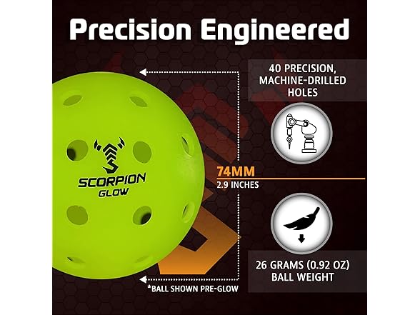SCORPION 3-Pack Glow The Dark Pickleballs
