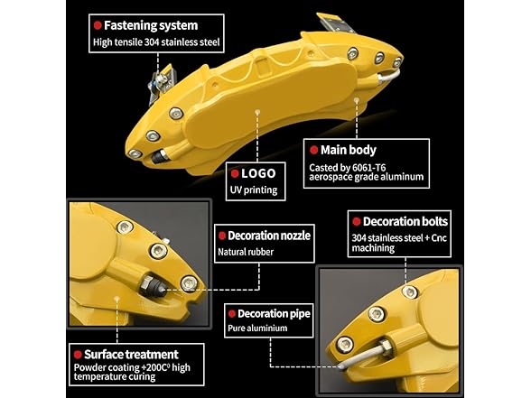 AOOA Caliper Covers Disc Brake Yellow 