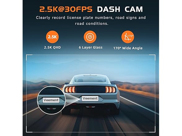 Veement 2.5K Dash Cam Front WiFi WDR