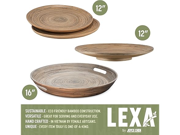 LEXA 4-Piece Handcrafted Bamboo Serving Set