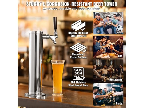 VEVOR Kegerator Tower Kit, Single Tap