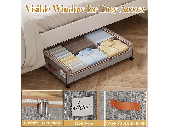 Grey Under Bed Storage 2 Pack