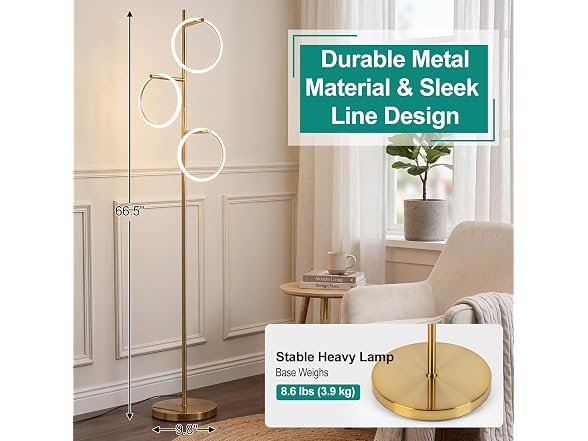 Bairth Gold Floor Lamp with 3 Lights