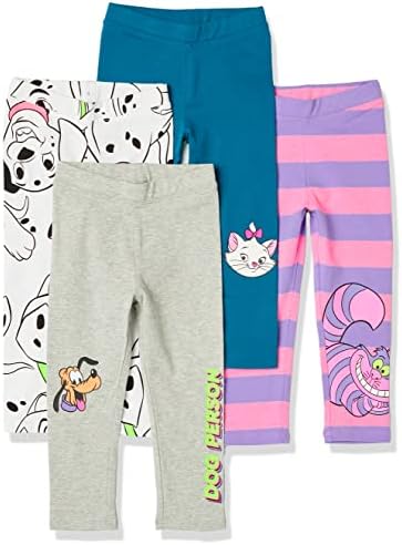 Amazon Essentials Disney | Marvel | Star Wars | Frozen | Princess Girls' Leggings, Pack of 4, Disney Cats and Dogs, 4T