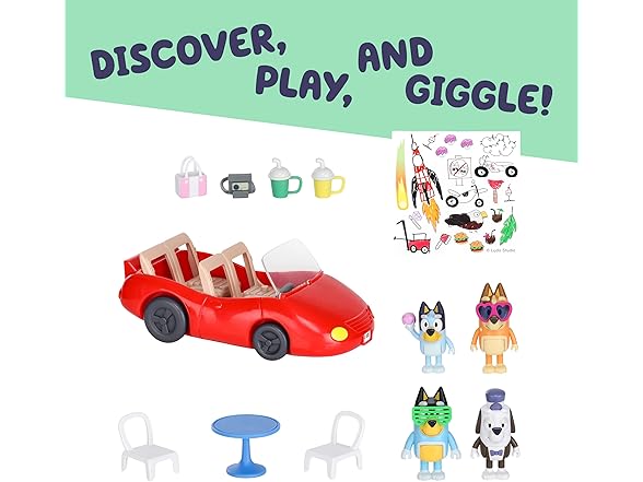 BLUEY Escape Convertible Vehicle Figures 4pk
