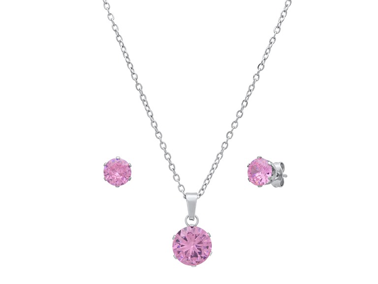 Pink Stone Necklace & Earring Set