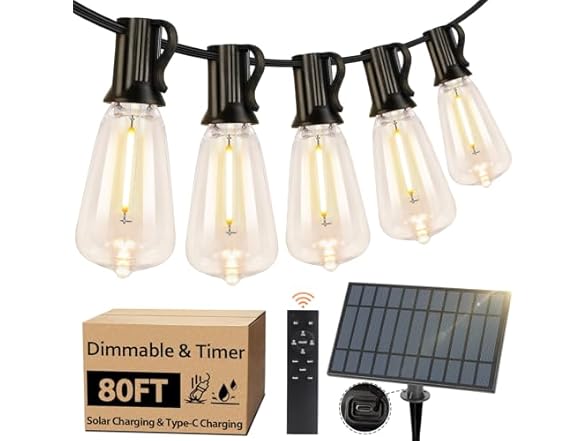 Bosceos Solar Outdoor String Lights