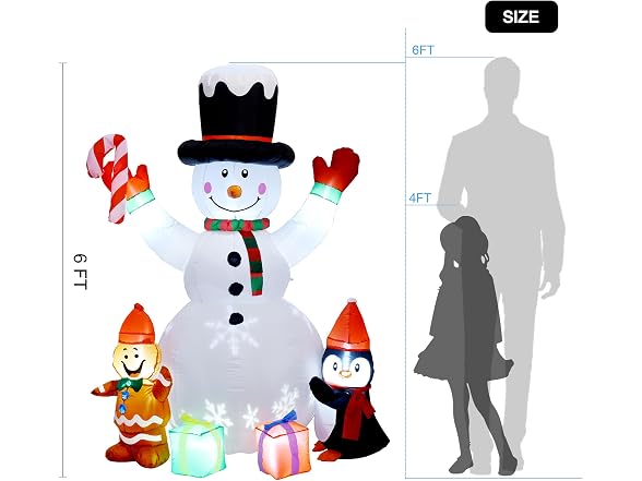6' Inflatable Snowman Yard Decoration
