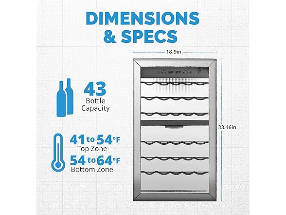 Newair Freestanding Dual Zone Wine Fridge - 43 Bottles