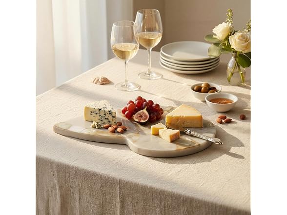 Creative Co-Op Marble Shell-Shaped Cheese Serving Board