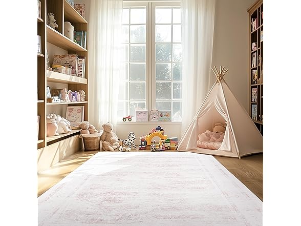 5x7 ft Area Rug Pink