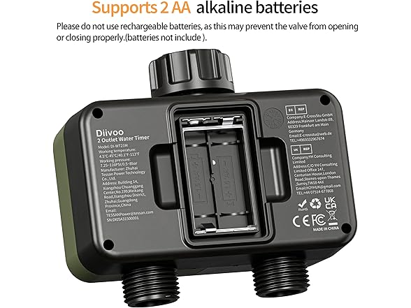 Sprinkler Timer 2 Zone IPX5 Waterproof