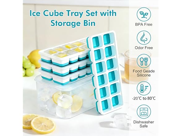 NFK Ice Cube Tray with Lid & Bin