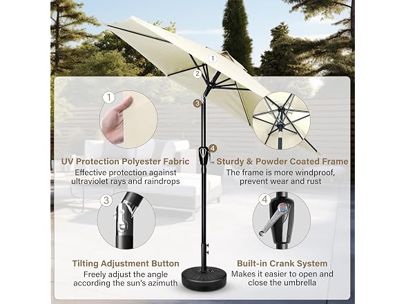 Simple Deluxe 7.5ft Patio Umbrella White