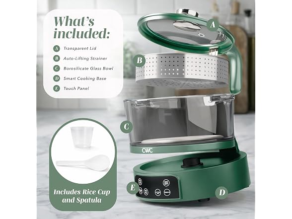 COOK WITH COLOR Glass Mini Low Carb Rice Cooker 
