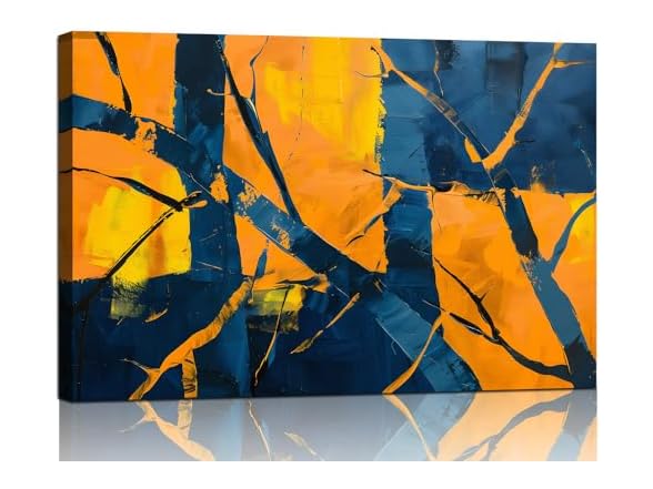 Orange Nave Blue Abstract Wall Art