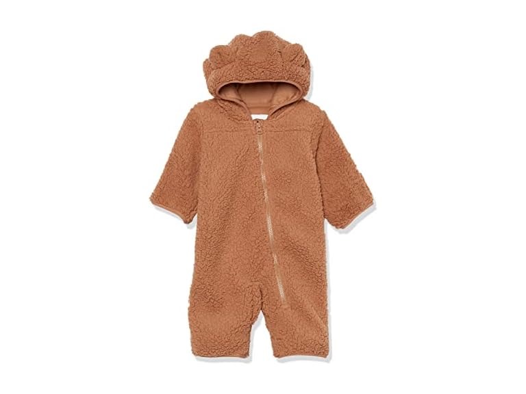 Amazon Essentials Unisex Babies' Sherpa Fleece Bunting Suit, Light Caramel, 12 Months